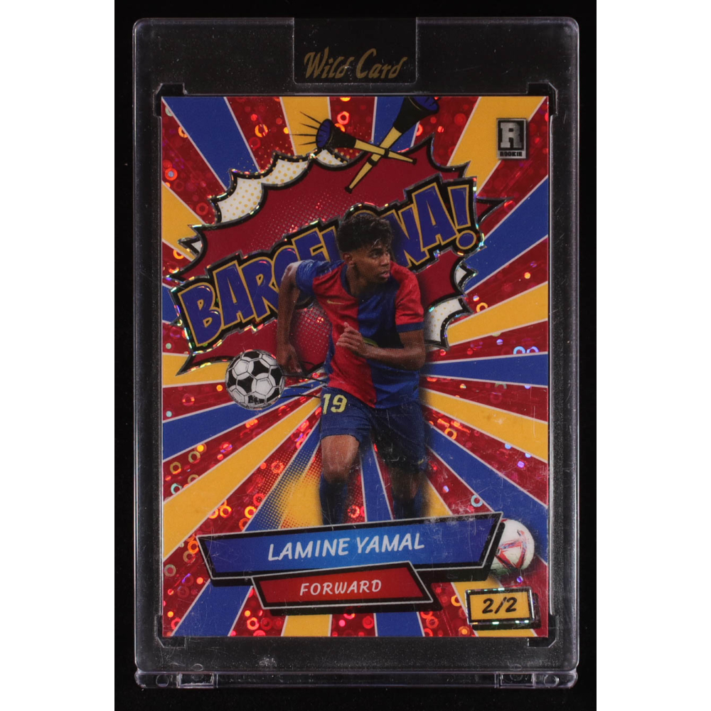 Lamine Yamal 2024 Wild Card Comix Barcelona! Red Yellow Blue Disco #LY1 RC #2/2 at PristineAuction.com