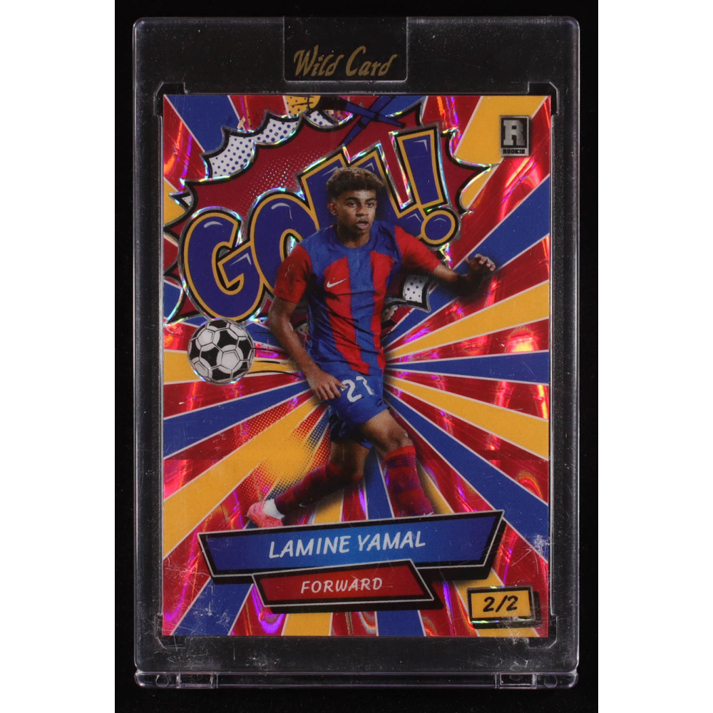 Lamine Yamal 2024 Wild Card Comix Goal! Red Yellow Blue RayWave #LY6 RC #2/2 at PristineAuction.com