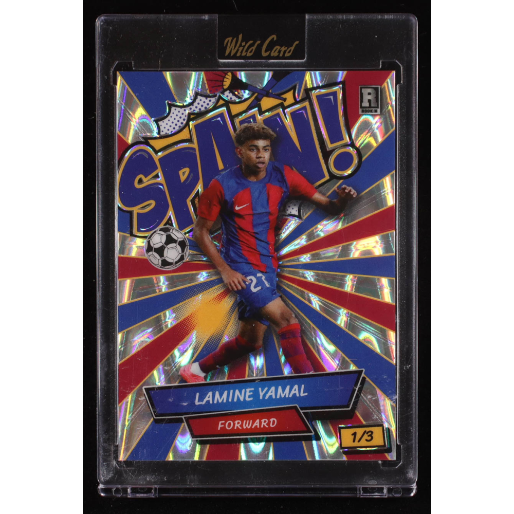 Lamine Yamal 2024 Wild Card Comix Spain! Red Blue Silver RayWave #LY6 RC #1/3 at PristineAuction.com