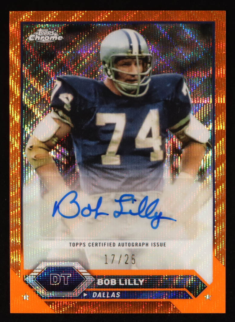 Bob Lilly 2023 Topps Composite Chrome Autographs Orange Wave Refractors #TCABL #17/25 at PristineAuction.com Bob Lilly 2023 Topps Composite Chrome Autographs Orange Wave Refractors #TCABL #17/25 at PristineAuction.com