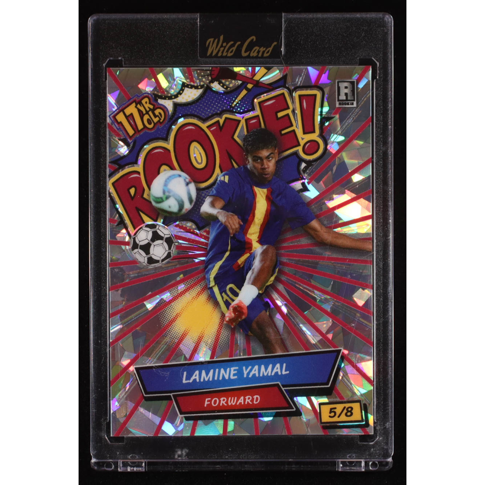 Lamine Yamal 2024 Wild Card Comix 17 Year Old Rookie! Red Silver Crystal #LY4 RC #5/8 at PristineAuction.com