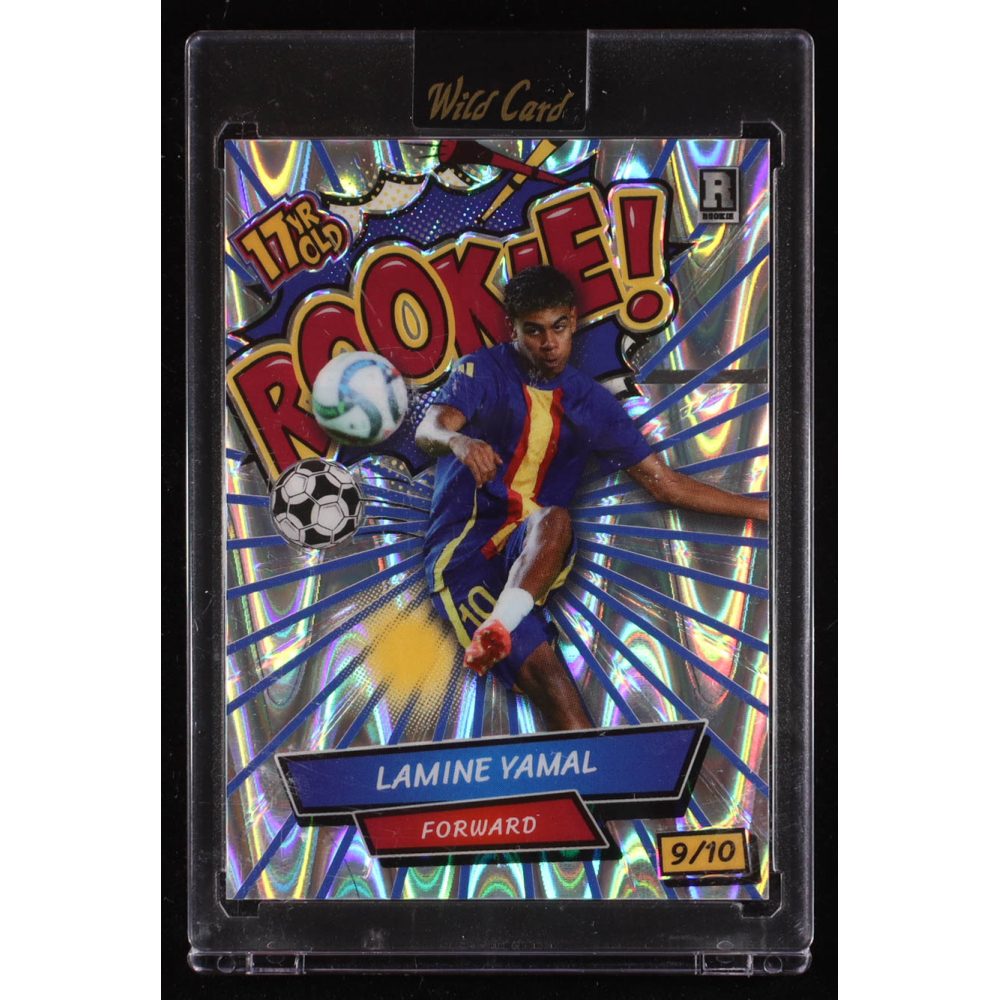 Lamine Yamal 2024 Wild Card Comix 17 Year Old Rookie! Blue Silver RayWave #LY4 RC #9/10 at PristineAuction.com