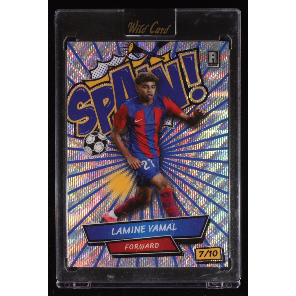 Lamine Yamal 2024 Wild Card Comix Spain! Blue Silver Wave #LY6 RC #7/10 at PristineAuction.com