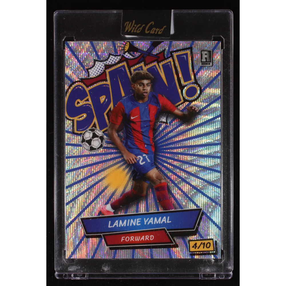 Lamine Yamal 2024 Wild Card Comix Spain! Blue Silver Wave #LY6 RC #4/10 at PristineAuction.com