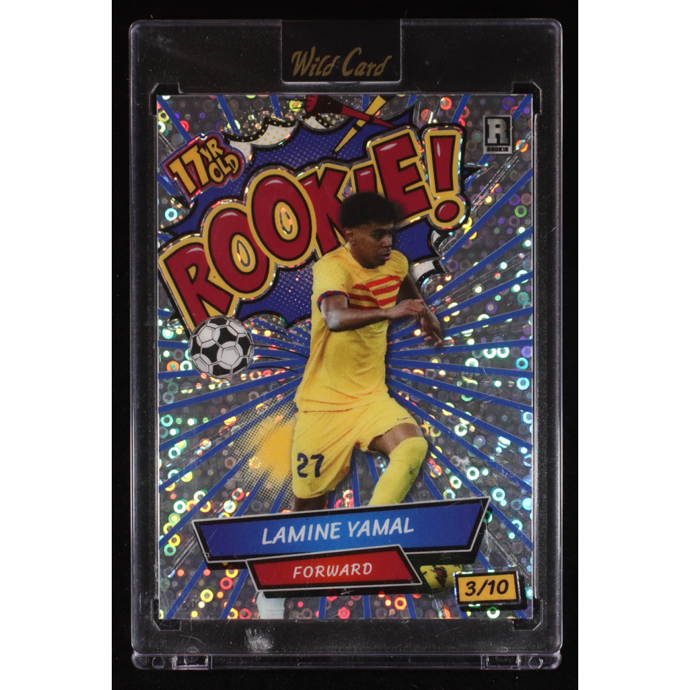 Lamine Yamal 2024 Wild Card Comix 17 Year Old Rookie! Blue Silver Disco #LY2 RC #3/10 at PristineAuction.com