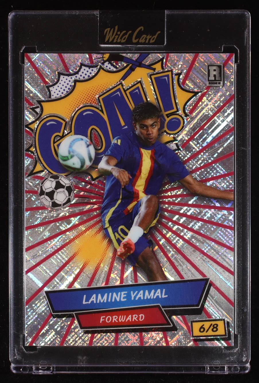 Lamine Yamal 2024 Wild Card Comix Goal! Red Silver Shimmer #LY4 RC #6/8 at PristineAuction.com Lamine Yamal 2024 Wild Card Comix Goal! Red Silver Shimmer #LY4 RC #6/8 at PristineAuction.com