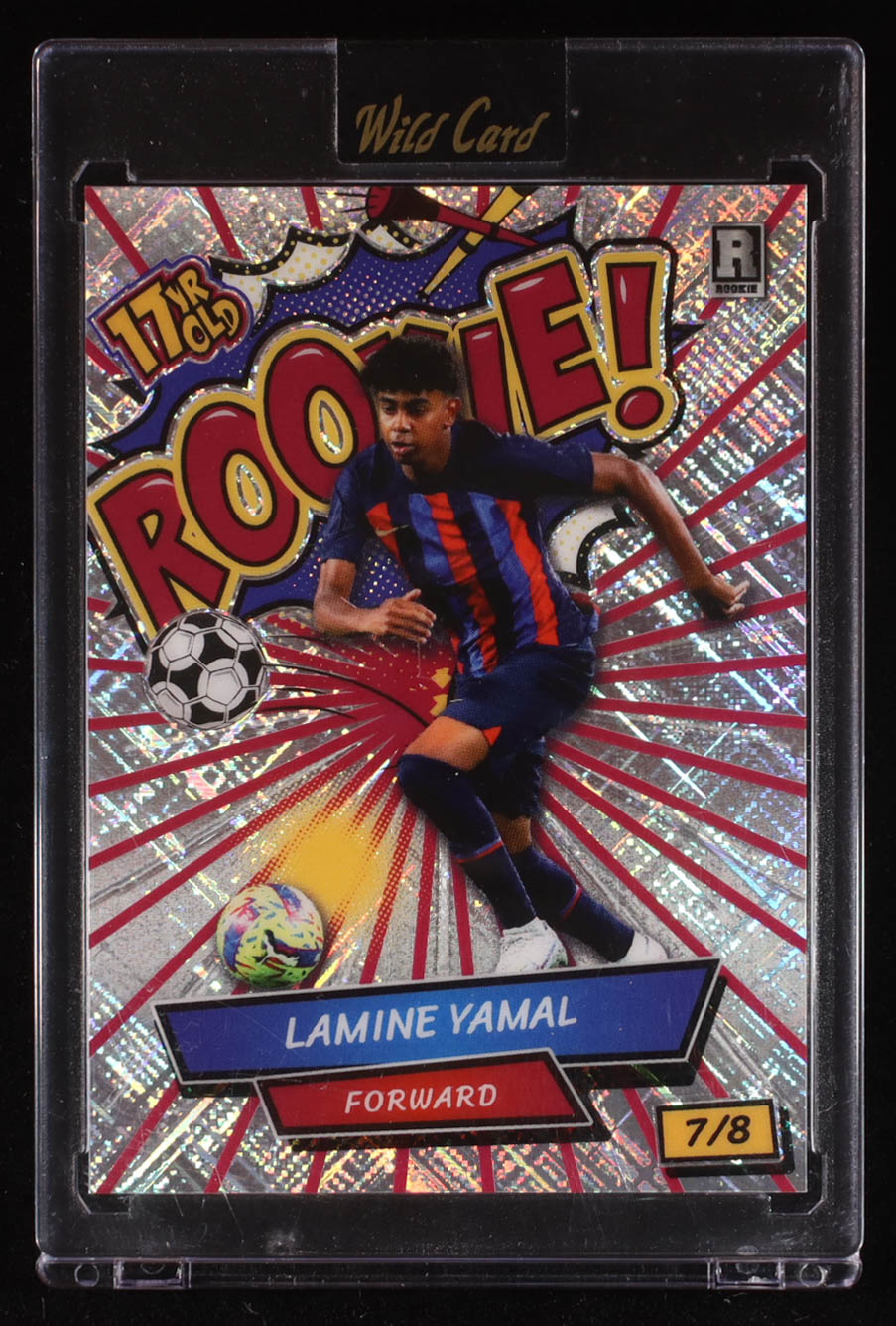 Lamine Yamal 2024 Wild Card Comix 17 Year Old Rookie! Red Silver Shimmer #LY5 RC #7/8 at PristineAuction.com Lamine Yamal 2024 Wild Card Comix 17 Year Old Rookie! Red Silver Shimmer #LY5 RC #7/8 at PristineAuction.com