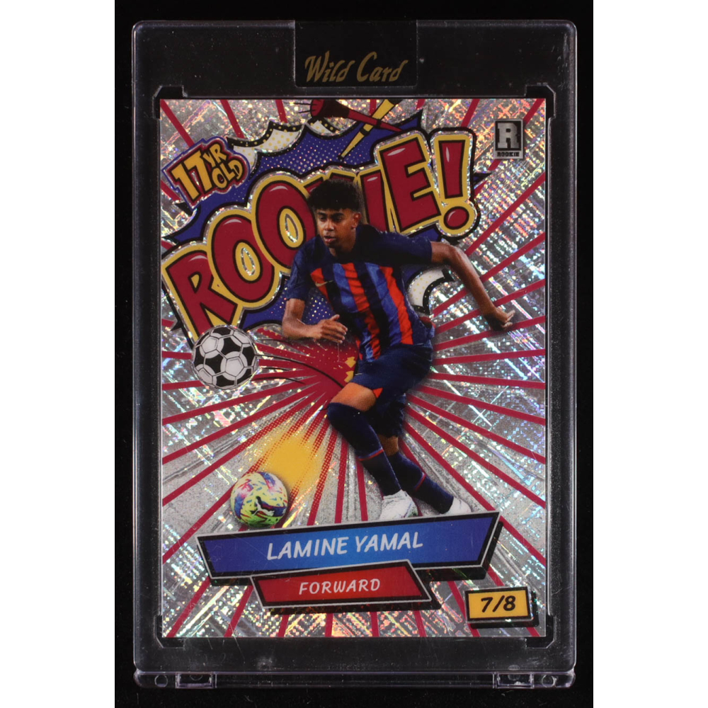 Lamine Yamal 2024 Wild Card Comix 17 Year Old Rookie! Red Silver Shimmer #LY5 RC #7/8 at PristineAuction.com
