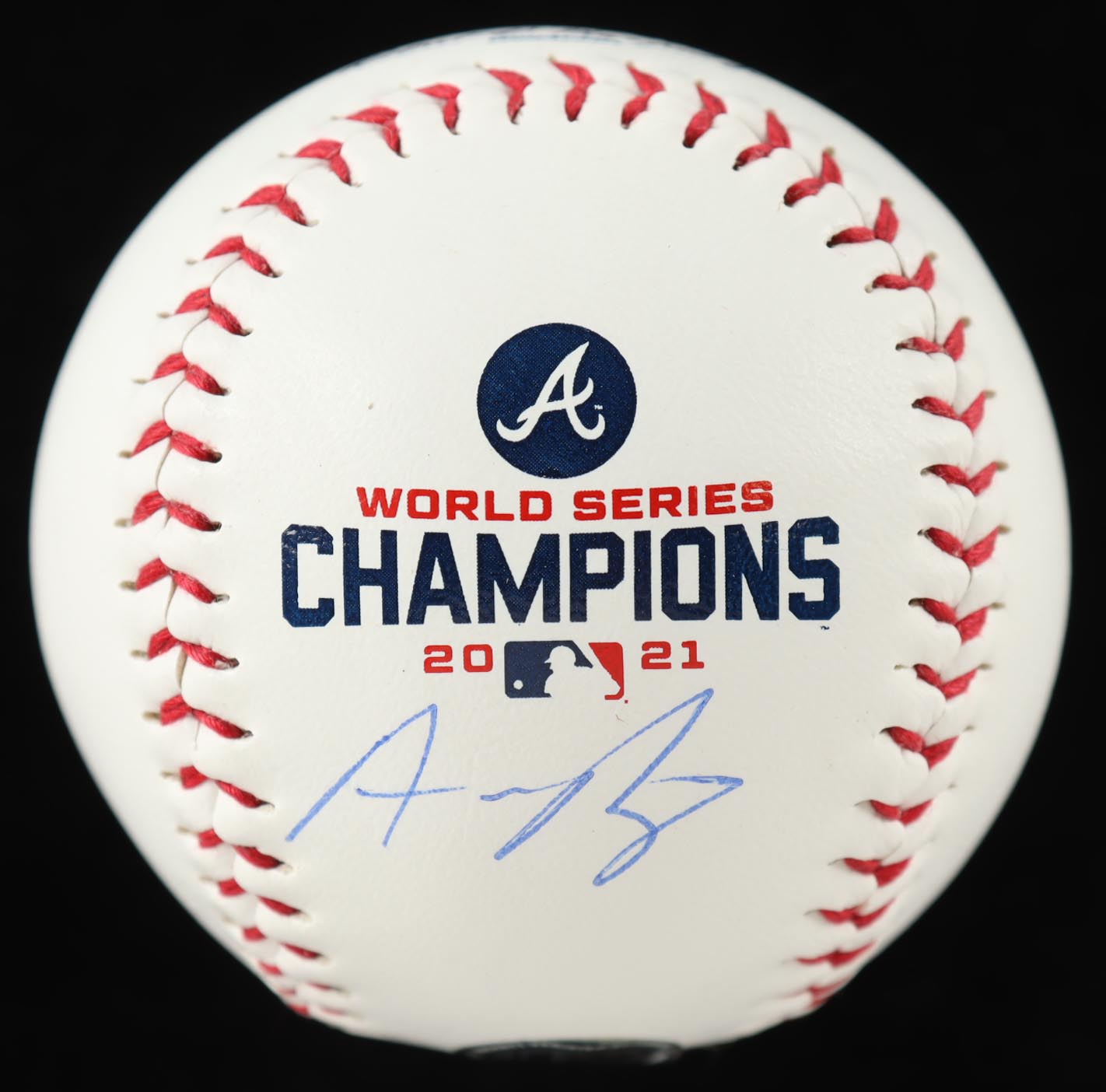Austin Riley Signed Braves 2021 World Series Champions Logo Baseball (Beckett) at PristineAuction.com Austin Riley Signed Braves 2021 World Series Champions Logo Baseball (Beckett) at PristineAuction.com