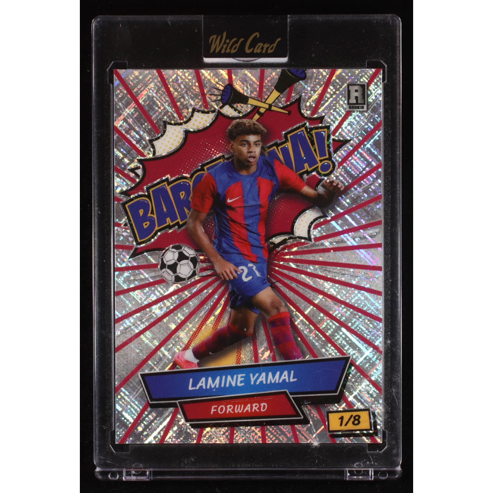 Lamine Yamal 2024 Wild Card Comix Barcelona! Red Silver Shimmer #LY6 RC #1/8 at PristineAuction.com