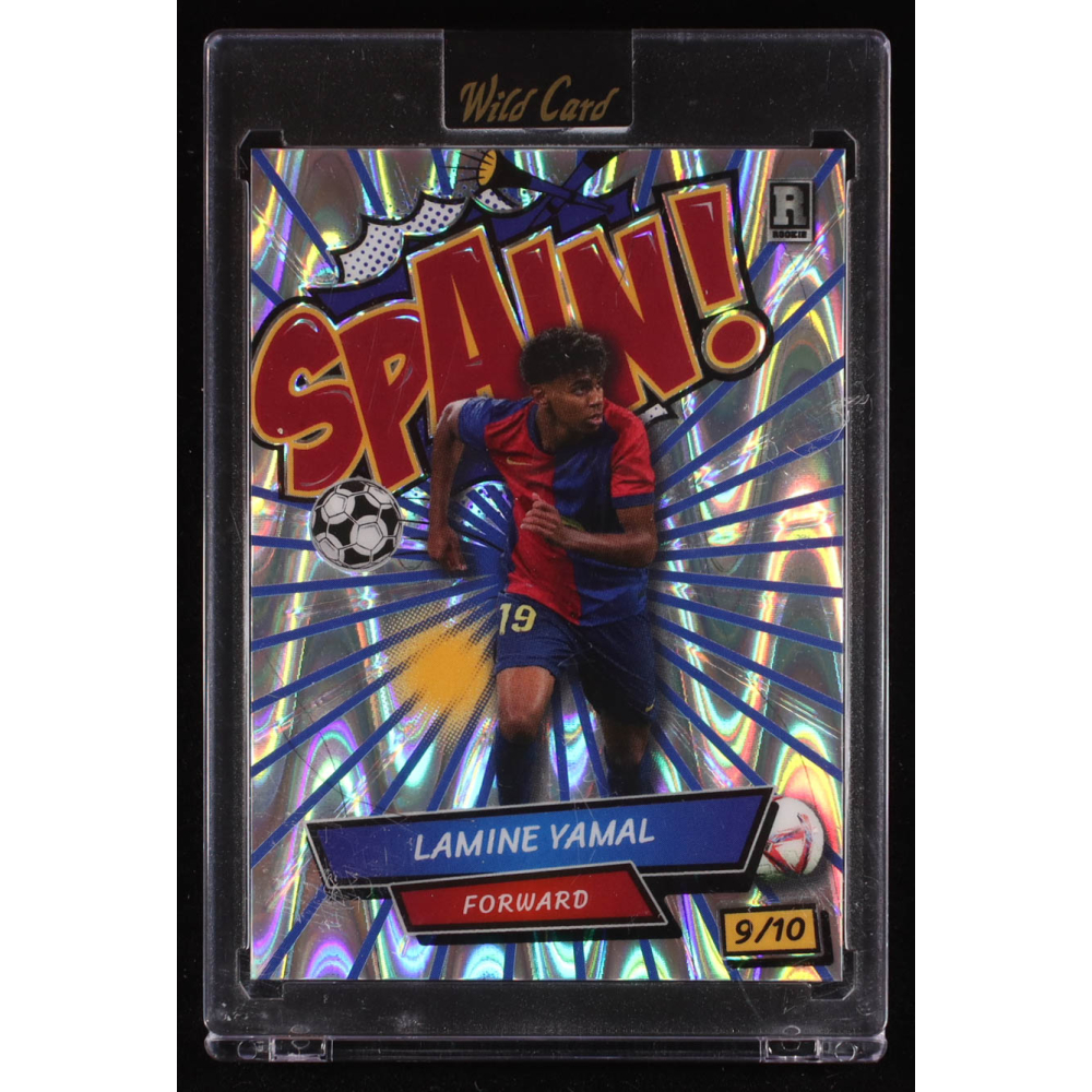 Lamine Yamal 2024 Wild Card Comix Spain! Blue Silver RayWave #LY1 RC #9/10 at PristineAuction.com