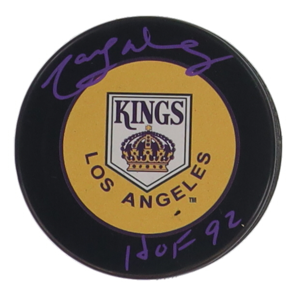 Marcel Dionne Signed Kings Logo Hockey Puck Inscribed "HOF 92" (JSA) at PristineAuction.com