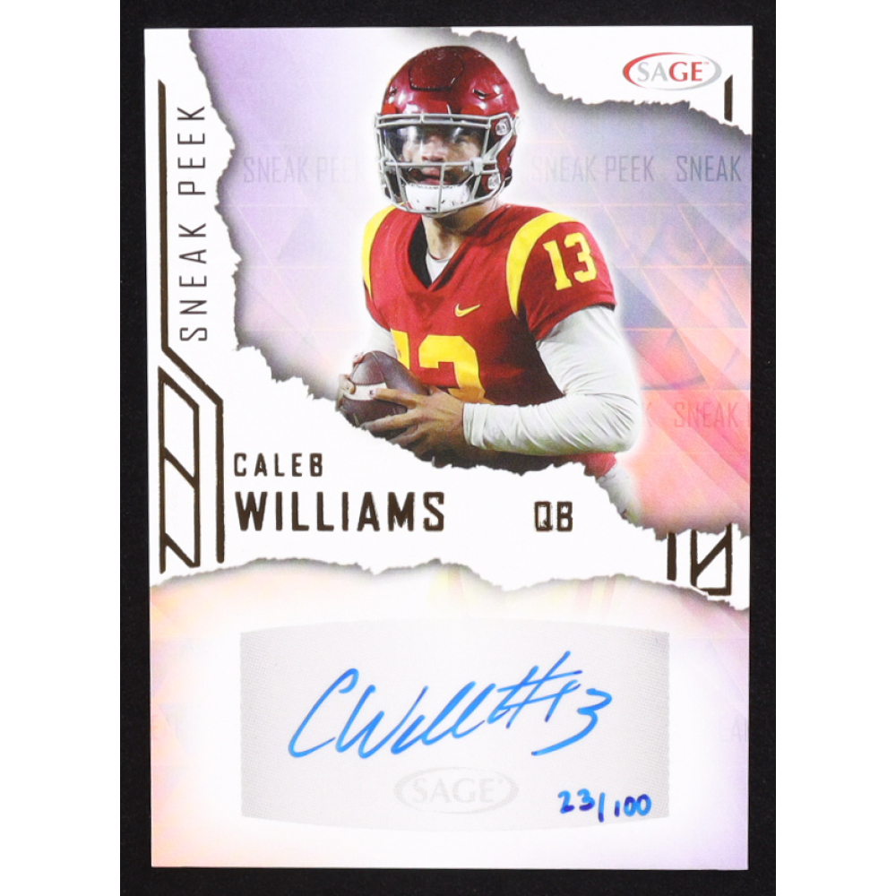 Caleb Williams 2023 SAGE HIT Sneak Peek Autographs Gold #SPACW RC #23/100 at PristineAuction.com