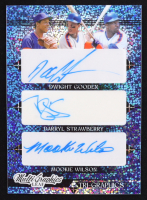 Dwight Gooden / Darryl Strawberry / Mookie Wilson Signed 2023 Leaf Multi Graphics Tri-Graphics Blue Sparkle #MTG-6 #5/8 at PristineAuction.com