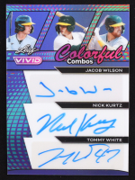 Jacob Wilson / Nick Kurtz / Tommy White Signed 2024 Leaf Vivid Colorful Combos #CCT-22 #2/7 at PristineAuction.com