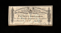 1864 $15 Confederate States of America CSA Bank Note Bond at PristineAuction.com