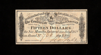 1864 $15 Confederate States of America CSA Bank Note Bond at PristineAuction.com
