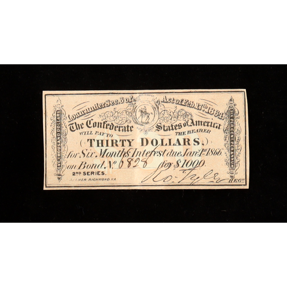 1864 $30 Confederate States of America CSA Bank Note Bond at PristineAuction.com