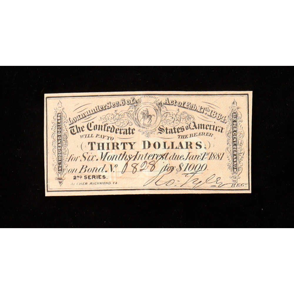 1864 $30 Confederate States of America CSA Bank Note Bond at PristineAuction.com