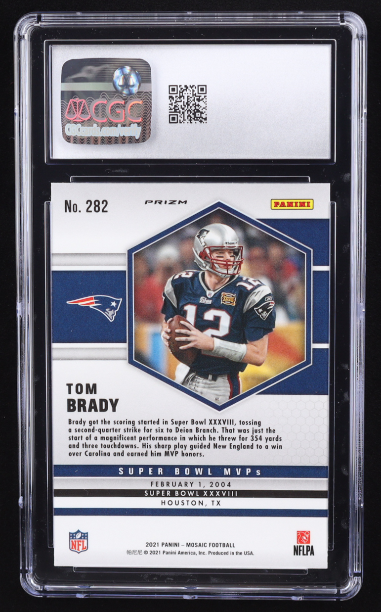 Tom Brady 2021 Panini Mosaic Mosaic Reactive Orange #282 MVP (CGC 10) at PristineAuction.com Tom Brady 2021 Panini Mosaic Mosaic Reactive Orange #282 MVP (CGC 10) at PristineAuction.com