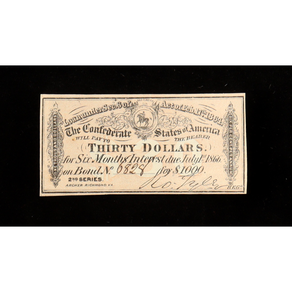 1864 $30 Confederate States of America CSA Bank Note Bond at PristineAuction.com