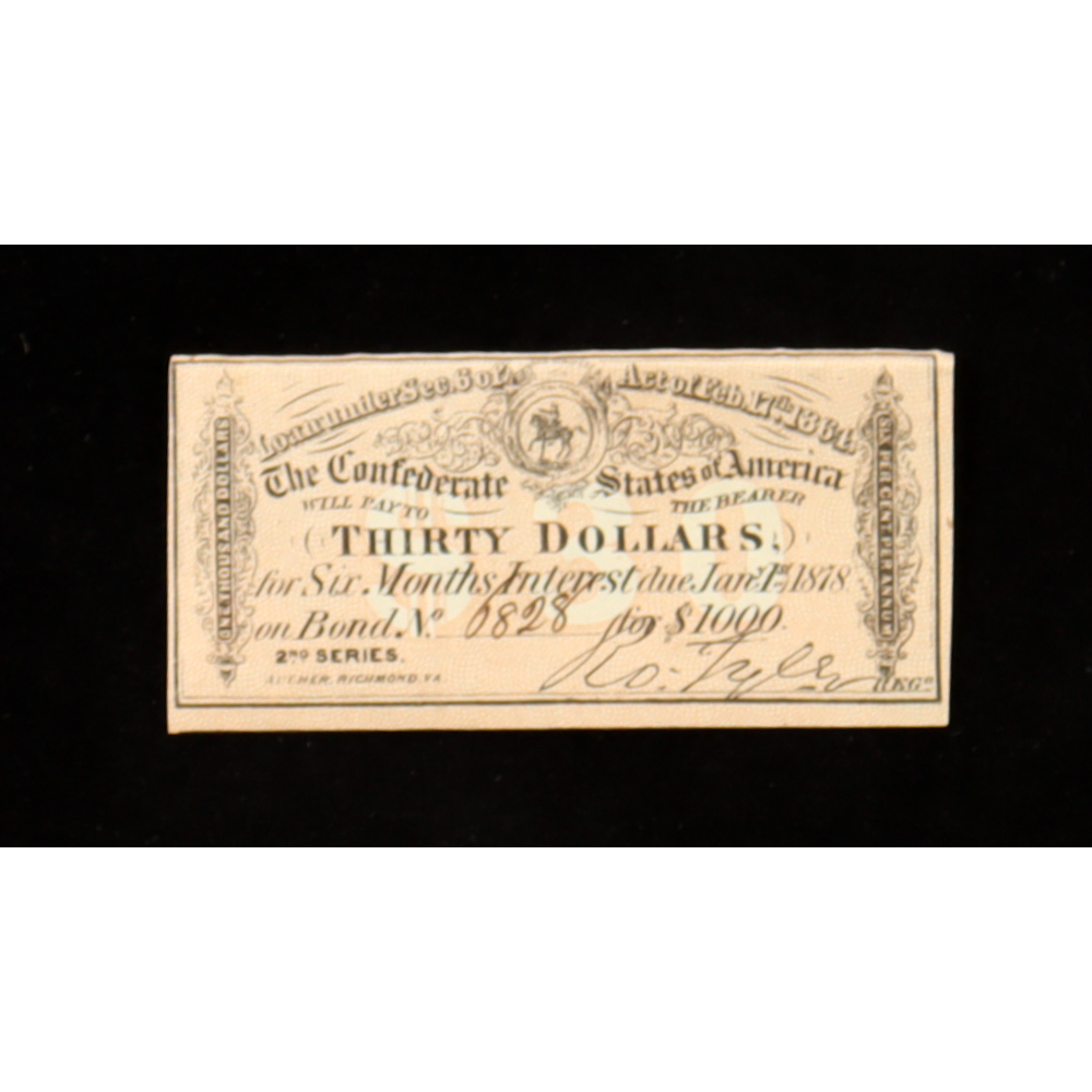 1864 $30 Confederate States of America CSA Bank Note Bond at PristineAuction.com