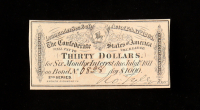 1864 $30 Confederate States of America CSA Bank Note Bond at PristineAuction.com