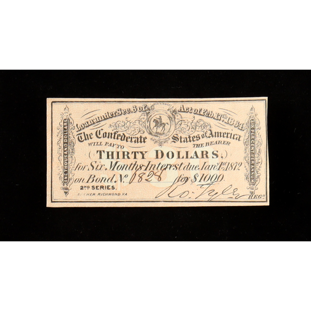 1864 $30 Confederate States of America CSA Bank Note Bond at PristineAuction.com