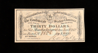 1864 $30 Confederate States of America CSA Bank Note Bond at PristineAuction.com