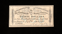 1864 $30 Confederate States of America CSA Bank Note Bond at PristineAuction.com