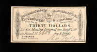 1864 $30 Confederate States of America CSA Bank Note Bond at PristineAuction.com