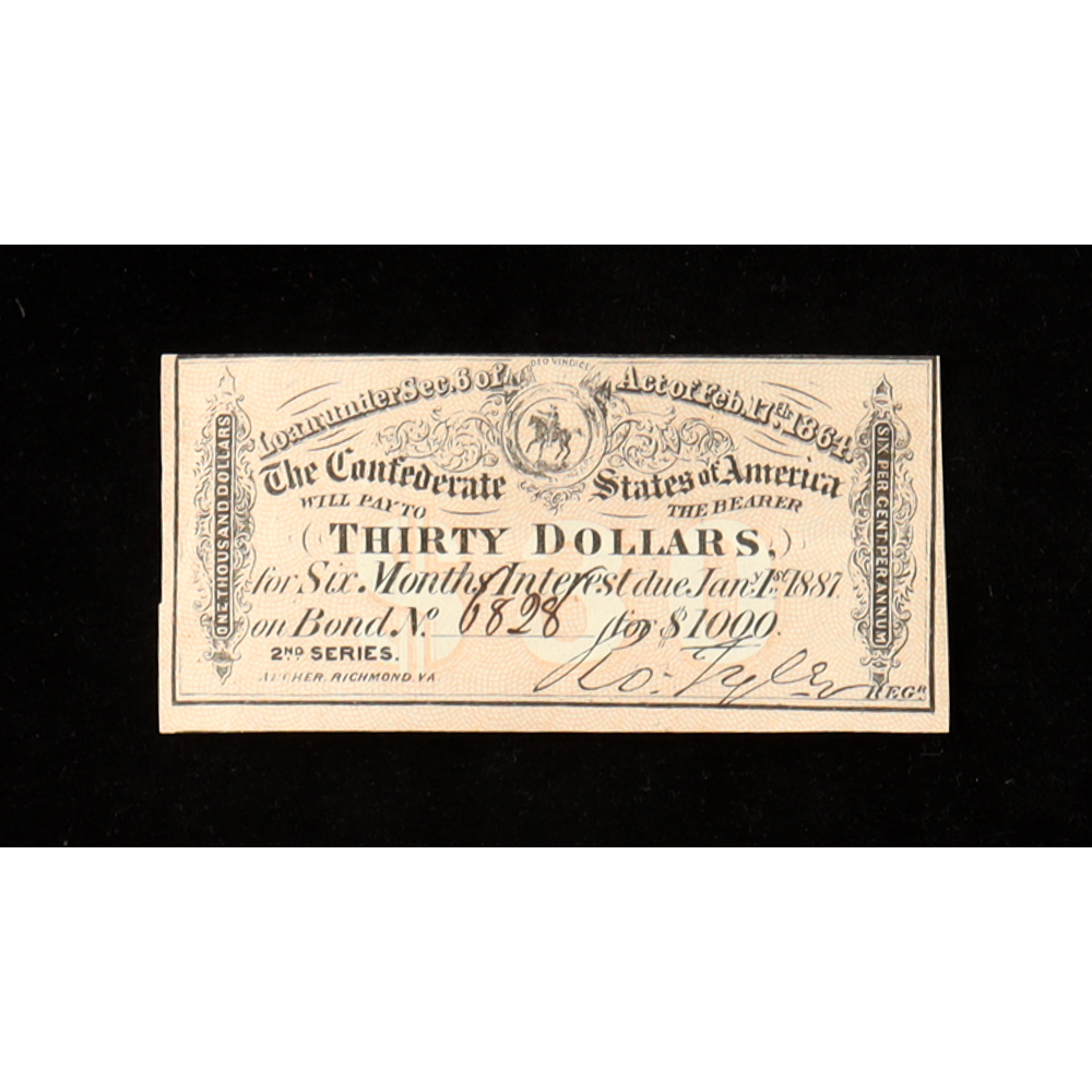 1864 $30 Confederate States of America CSA Bank Note Bond at PristineAuction.com