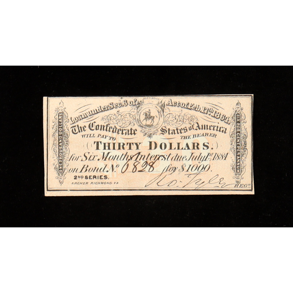 1864 $30 Confederate States of America CSA Bank Note Bond at PristineAuction.com