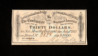 1864 $30 Confederate States of America CSA Bank Note Bond at PristineAuction.com