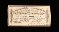 1864 $30 Confederate States of America CSA Bank Note Bond at PristineAuction.com