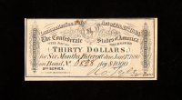 1864 $30 Confederate States of America CSA Bank Note Bond at PristineAuction.com