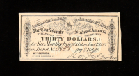 1864 $30 Confederate States of America CSA Bank Note Bond at PristineAuction.com