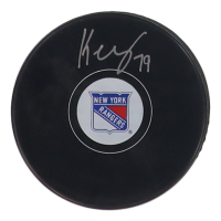 K'Andre Miller Signed Rangers Logo Hockey Puck (Fanatics) at PristineAuction.com