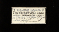 1861 $2 Confederate States of America CSA Bond Coupon at PristineAuction.com