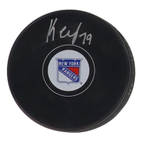 K'Andre Miller Signed Rangers Logo Hockey Puck (Fanatics) at PristineAuction.com