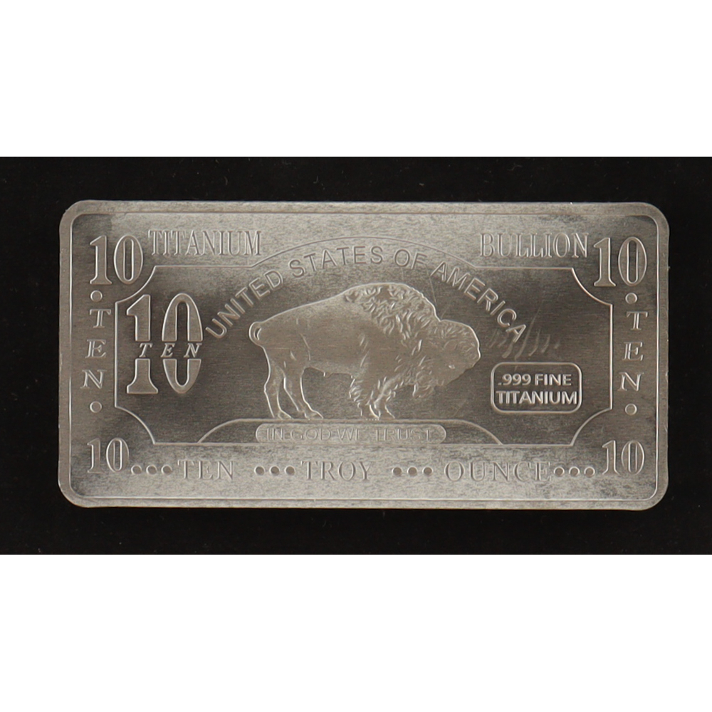 Ten Troy Ounce "Buffalo" .999 Fine Titanium Bullion Bar at PristineAuction.com