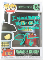 John DiMaggio Twice-Signed "Futurama" #1756 Matador Bender Funko Pop! Vinyl Figure Inscribed "I Wish Every Body Else Was Dead!" & "Bender" (JSA) at PristineAuction.com