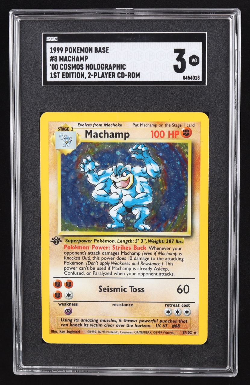 Machamp 1999 Pokemon 2-Player Starter Set 1st Edition #8 HOLO (SGC 3) at PristineAuction.com Machamp 1999 Pokemon 2-Player Starter Set 1st Edition #8 HOLO (SGC 3) at PristineAuction.com