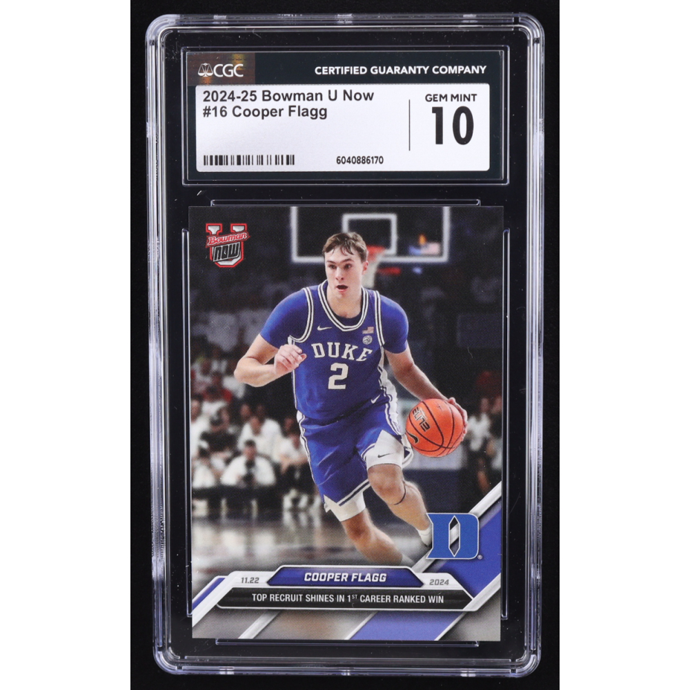 Cooper Flagg 2024-25 Bowman University Now #16 RC (CGC 10) at PristineAuction.com