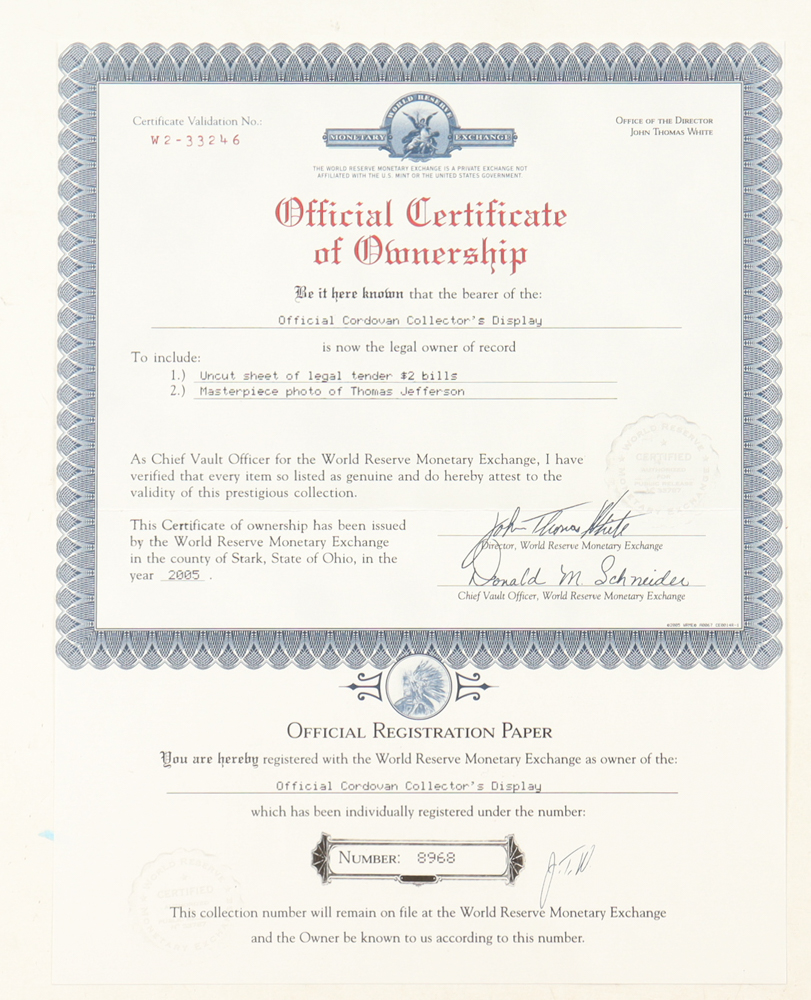 Uncut Sheet of (4) 2003 $2 Federal Reserve Bank Notes with Folder at PristineAuction.com Uncut Sheet of (4) 2003 $2 Federal Reserve Bank Notes with Folder at PristineAuction.com