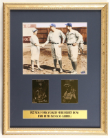 Babe Ruth & Lou Gehrig Yankees Custom Framed Colorized Photo Display with (2) 23kt Gold Trading Cards & Murders Row Plaque at PristineAuction.com