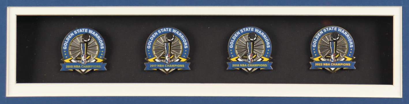 Stephen Curry Signed Custom Framed Jersey Display with (4) Champions Pins (JSA) at PristineAuction.com Stephen Curry Signed Custom Framed Jersey Display with (4) Champions Pins (JSA) at PristineAuction.com