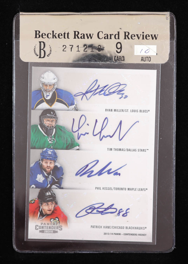 Ryan Miller / Tim Thomas / Phil Kessel / Patrick Kane / Bobby Ryan / Dustin Brown / Ryan Kesler / Zach Parise 2013-14 Panini Contenders Eights Autographs #C8USA (Beckett 9 | Autograph Graded 10)