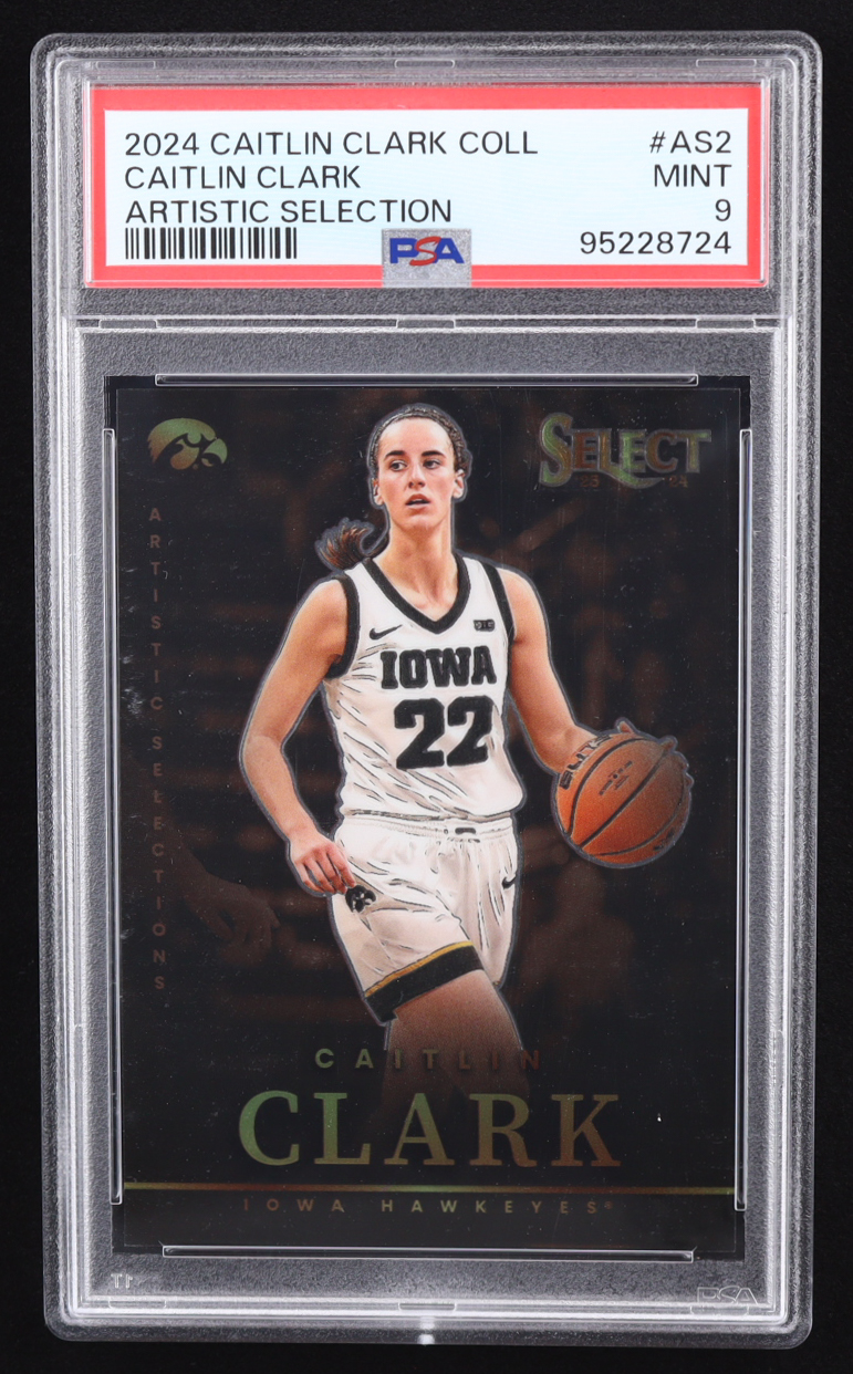 Caitlin Clark 2024 Panini Caitlin Clark Collection Select Artistic Selections #AS2 RC (PSA 9) at PristineAuction.com Caitlin Clark 2024 Panini Caitlin Clark Collection Select Artistic Selections #AS2 RC (PSA 9) at PristineAuction.com