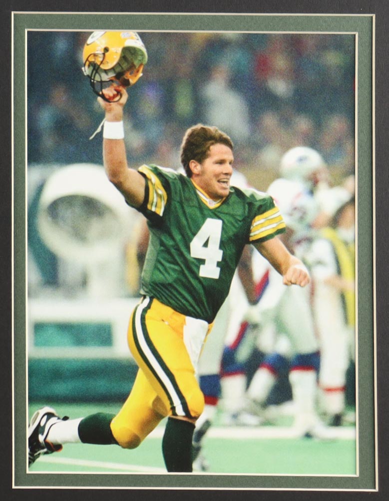 Brett Favre Signed Custom Framed Football Leather Cut Display with Jersey & Packers Super Bowl XXXI Champions Pin (PSA) at PristineAuction.com Brett Favre Signed Custom Framed Football Leather Cut Display with Jersey & Packers Super Bowl XXXI Champions Pin (PSA) at PristineAuction.com